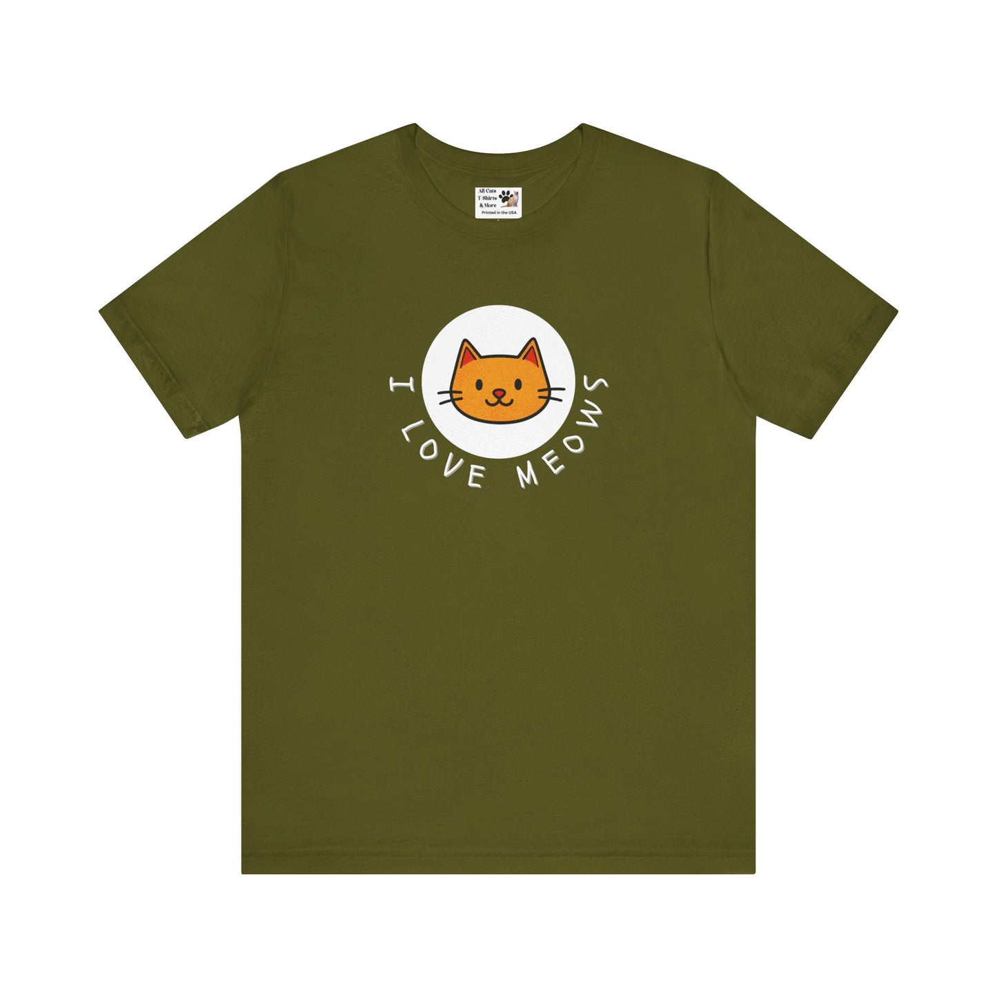 I Love Meows Cat T-Shirt - (Tee #5, Cute Orange Cat Graphic T-Shirt)