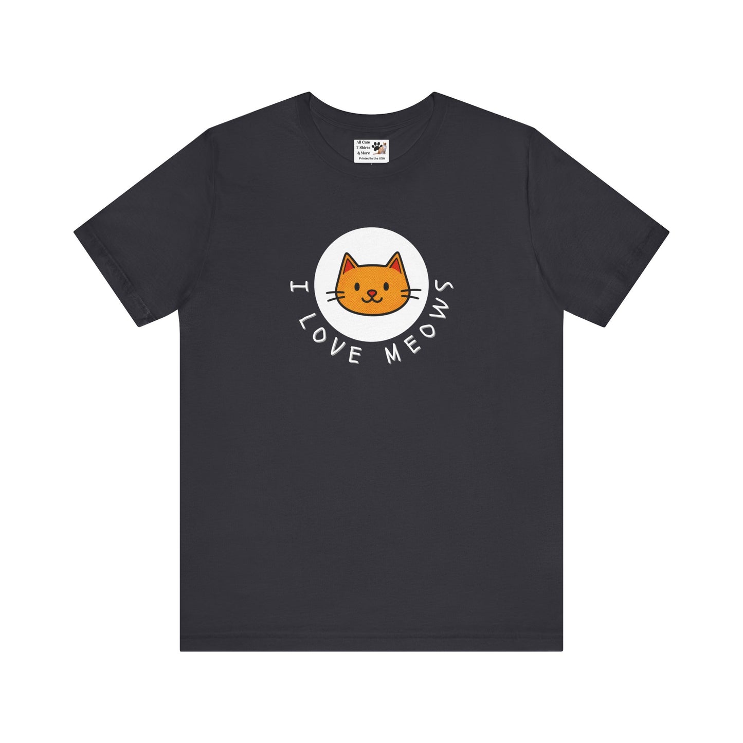 I Love Meows Cat T-Shirt - (Tee #5, Cute Orange Cat Graphic T-Shirt)
