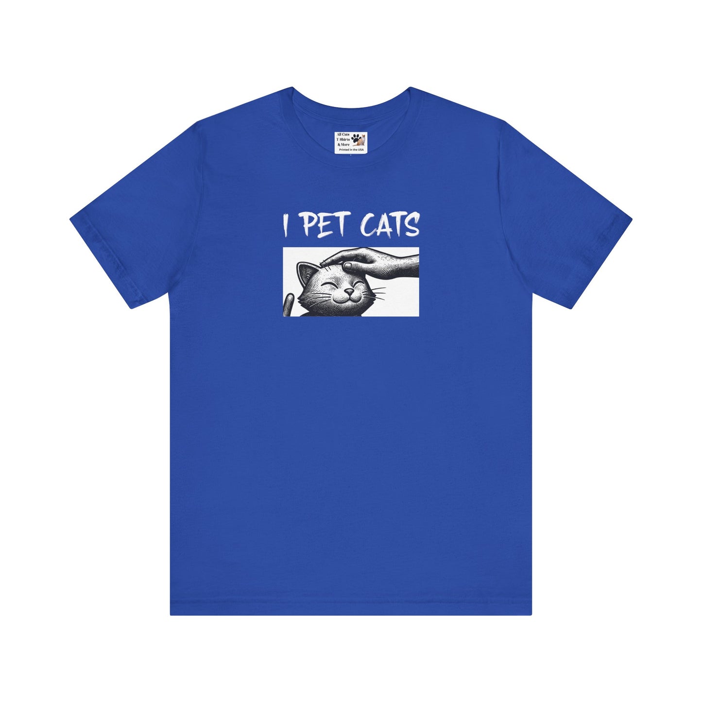 I Pet Cats T‑Shirt - (Cute Cat Head Patting Tee for Cat Lovers)