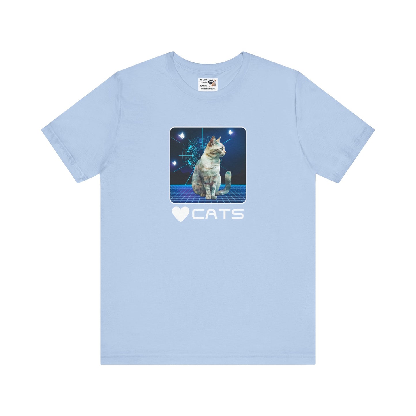 "Heart Cats" or "Love Cats" Retro T‑Shirt  - (Futuristic Vintage Style Fun Cat Tee #1)