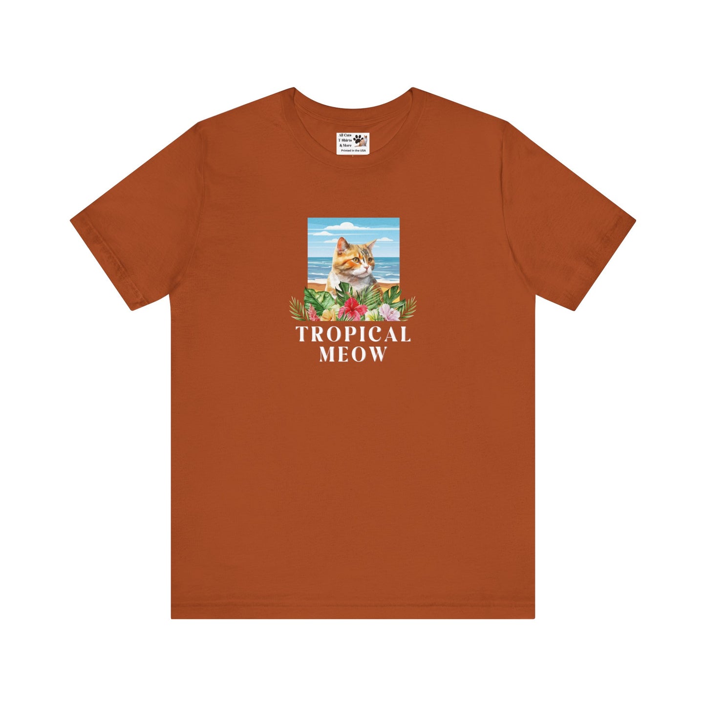 Tropical Meow Cat T-Shirt - (Beachy Cat Graphic Tee #2)