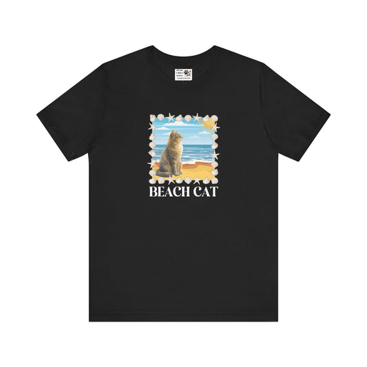 Beach Cat T-Shirt - (Vintage Coastal Cat Graphic Tee)