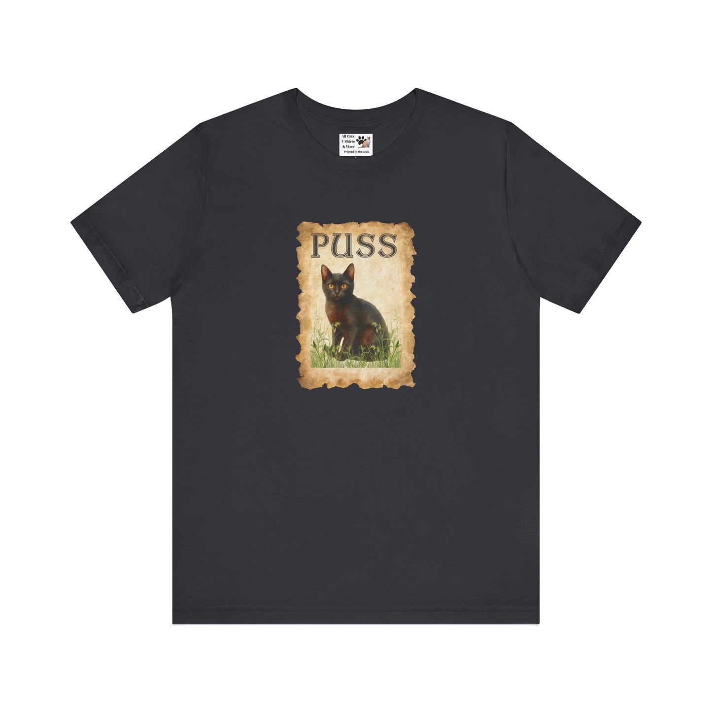 "Puss" Vintage Black Cat T-Shirt - (Pussycat Graphic Tee #2)