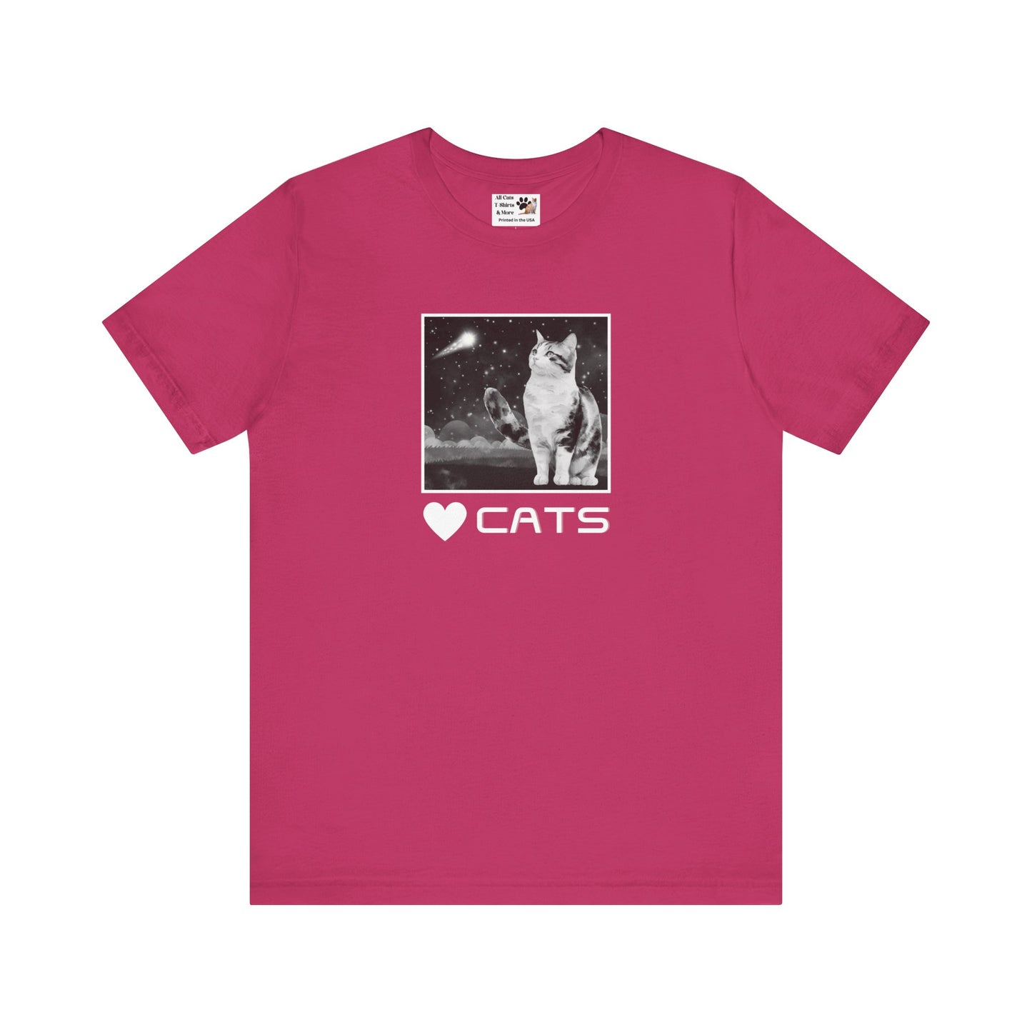 "Heart Cats" or "Love Cats" T-Shirt #2 - (Cat and Starry Sky Tee)
