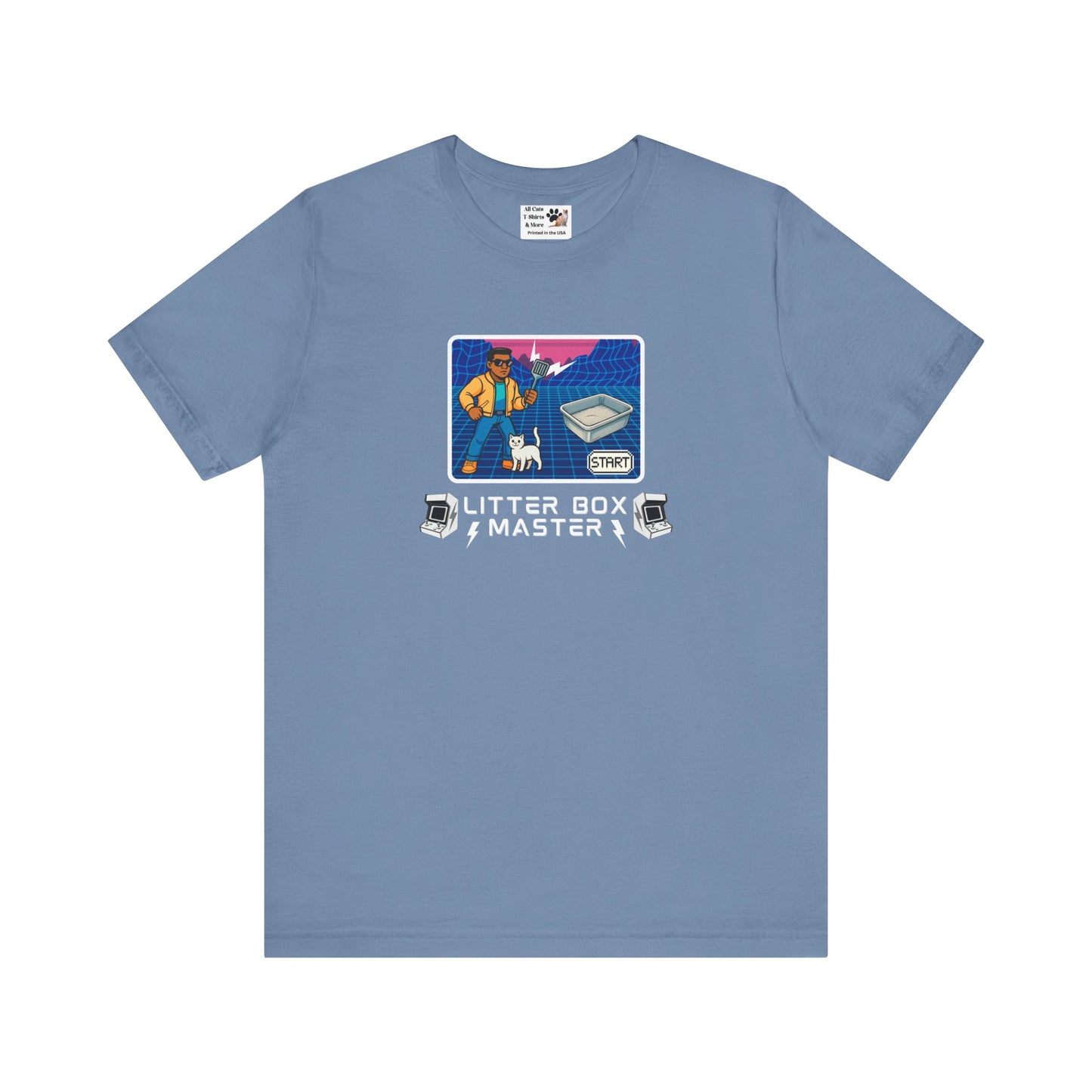 Litter Box Master T-Shirt [Tee #1] - (Funny Retro "Cat Litter Scooping Arcade Game" T-Shirt)