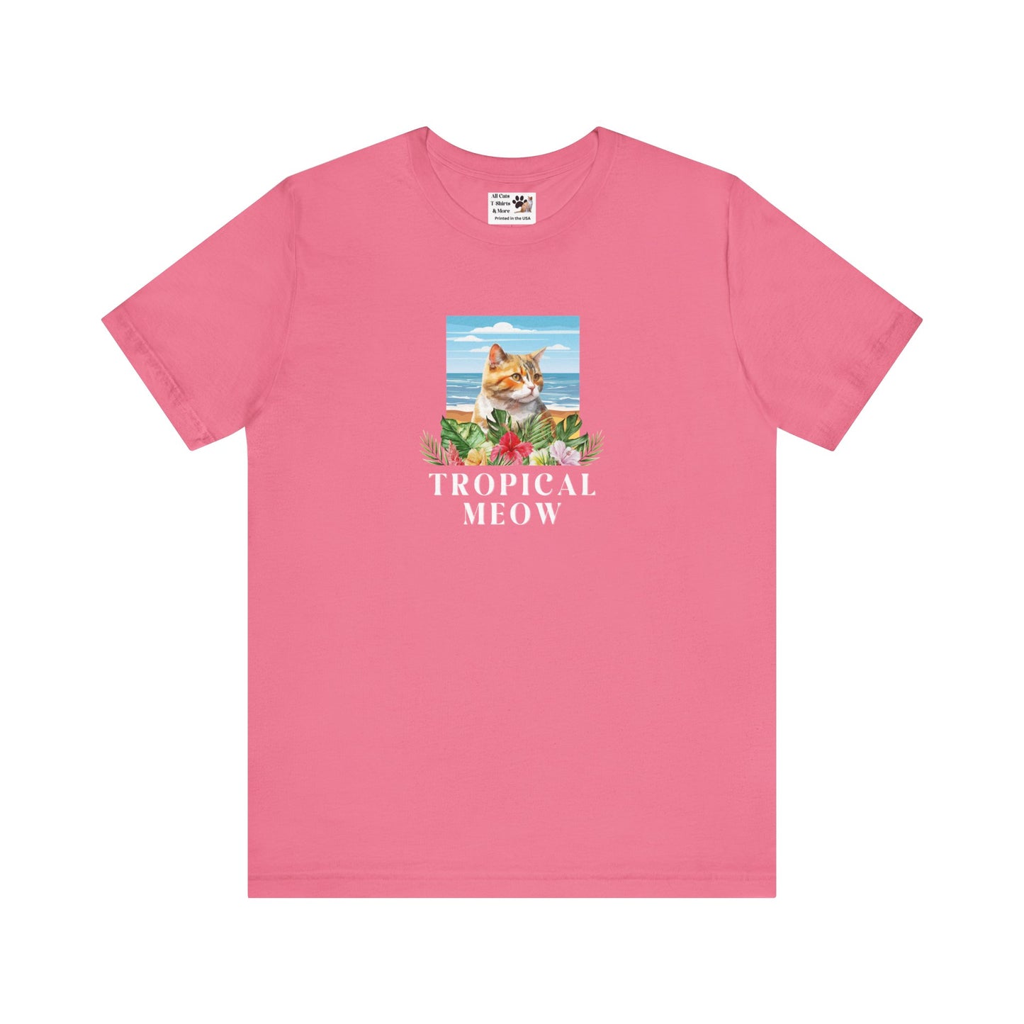 Tropical Meow Cat T-Shirt - (Beachy Cat Graphic Tee #2)
