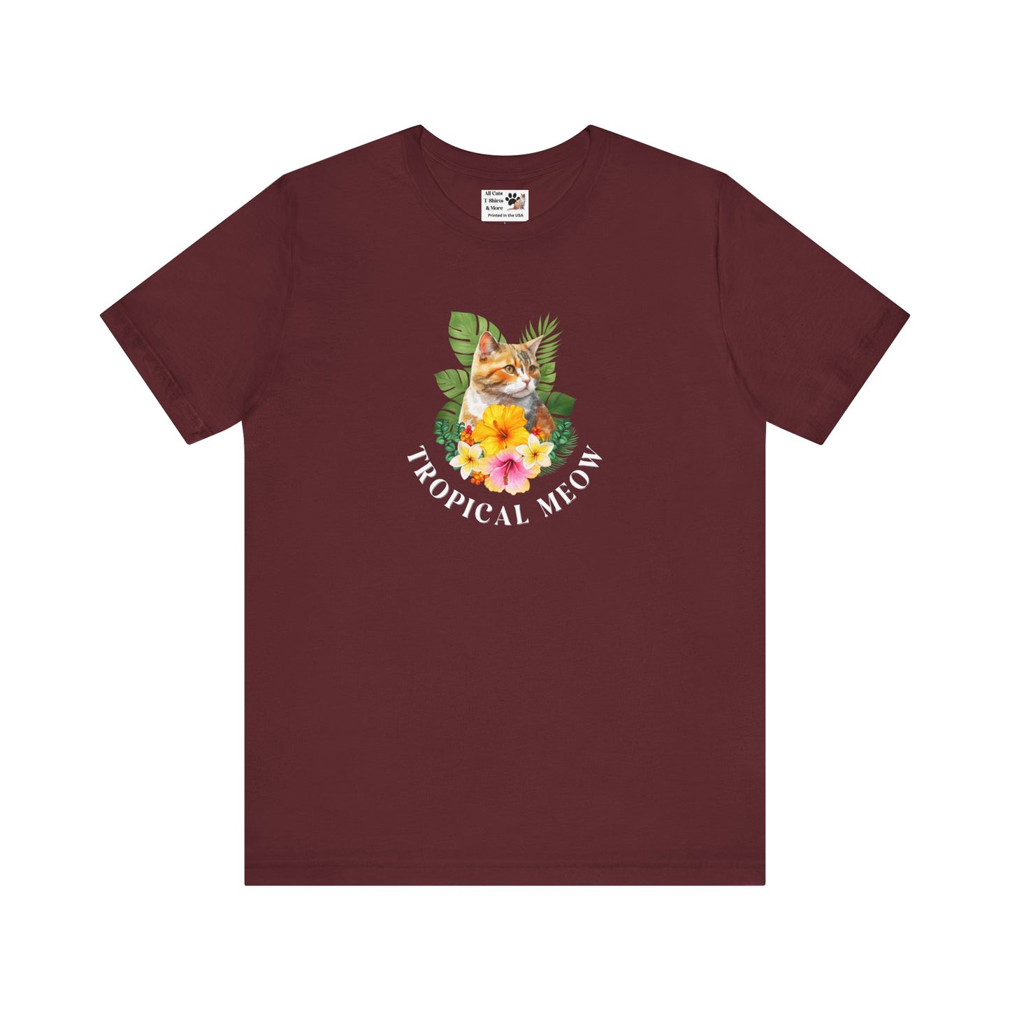 Tropical Meow T-Shirt — Tropical Style Cat Fan Graphic Tee (#3 No Background)