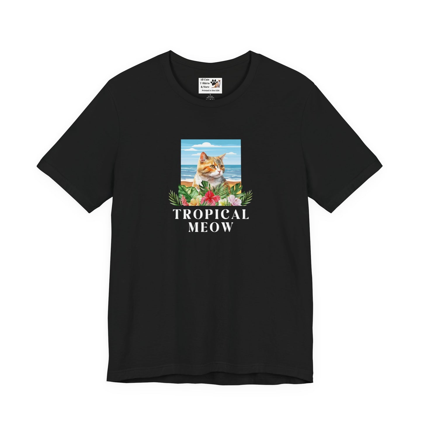 Tropical Meow Cat T-Shirt - (Beachy Cat Graphic Tee #2)