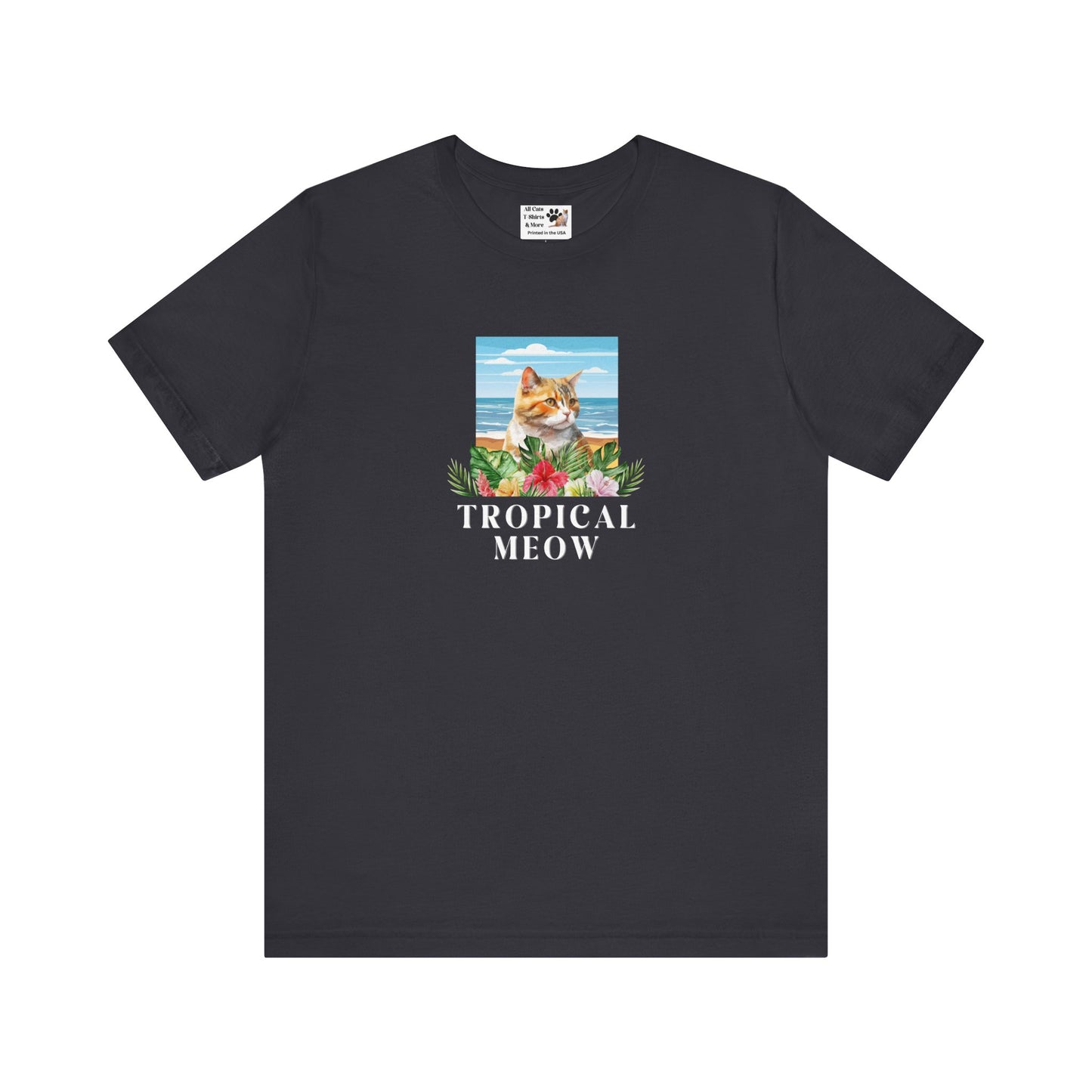 Tropical Meow Cat T-Shirt - (Beachy Cat Graphic Tee #2)