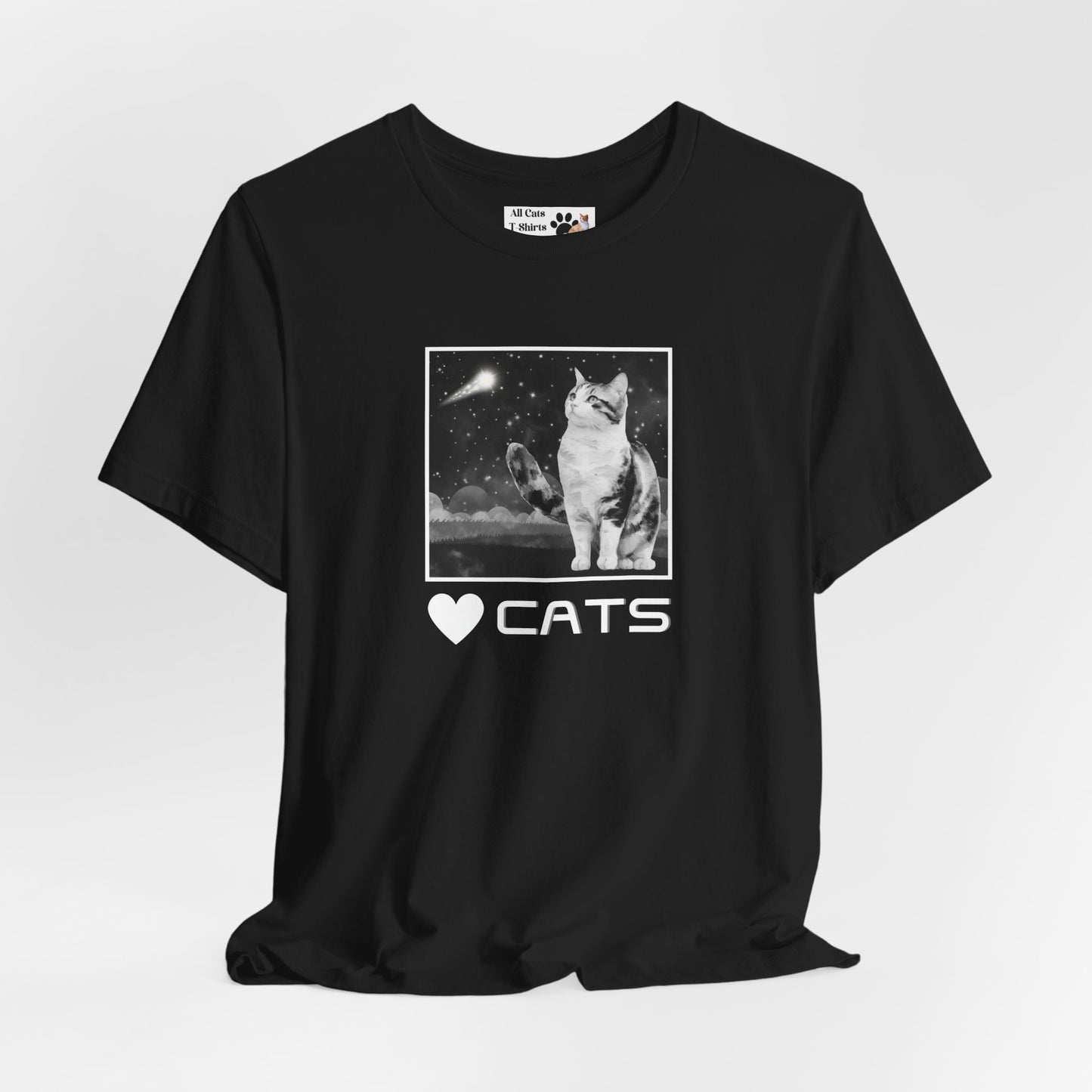 "Heart Cats" or "Love Cats" T-Shirt #2 - (Cat and Starry Sky Tee)