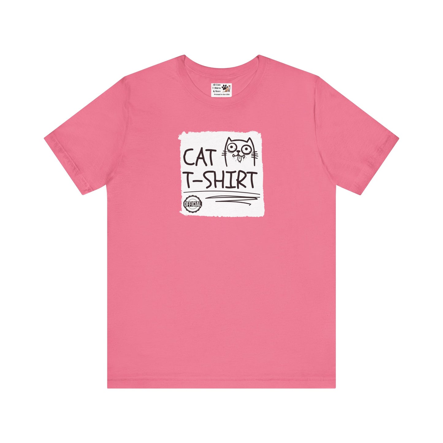 "Official Cat T-Shirt" [Tee #2] - (Cute & Funny Basic Amateur Style Cat Face Tee)