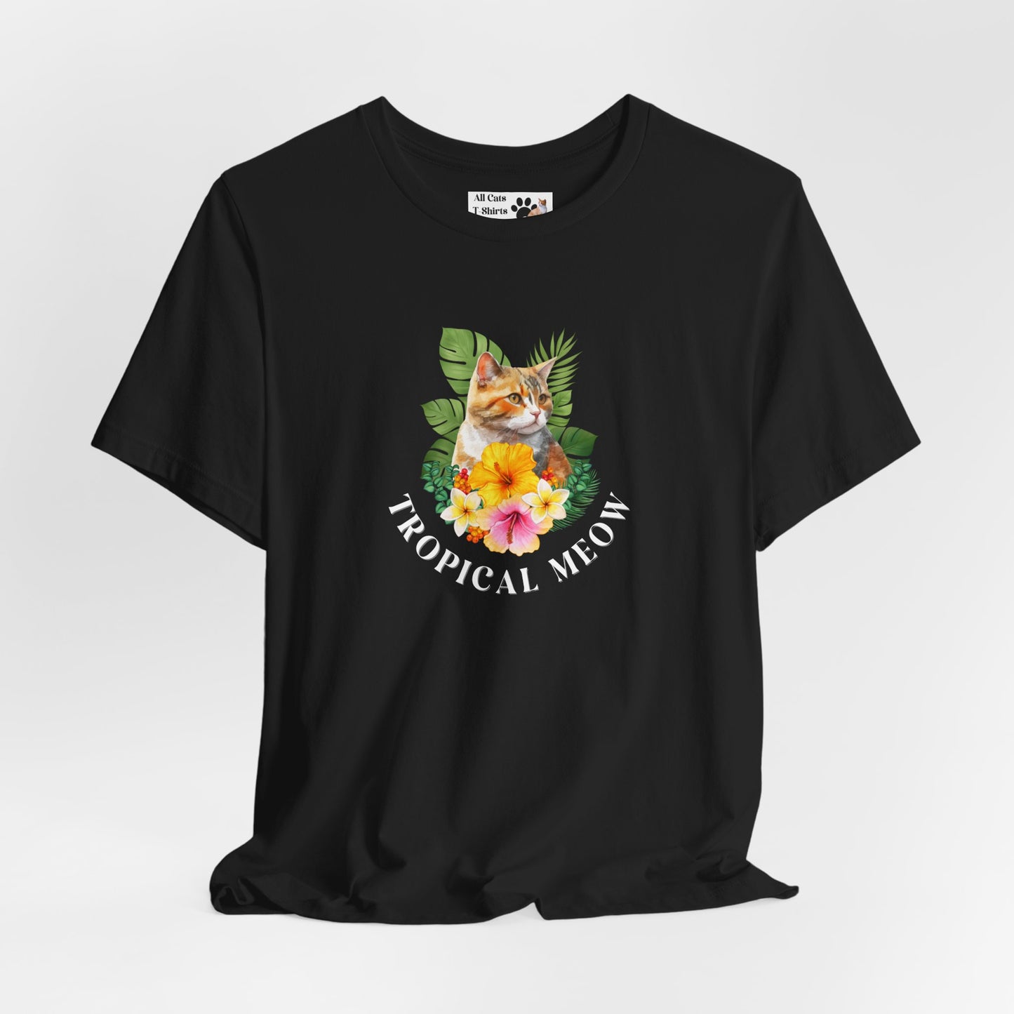 Tropical Meow T-Shirt — Tropical Style Cat Fan Graphic Tee (#3 No Background)