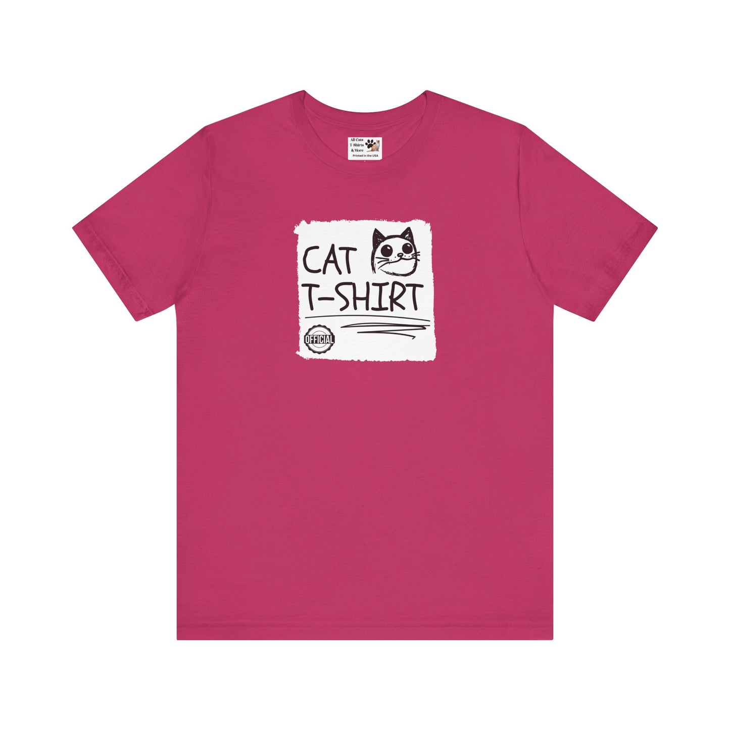 "Official Cat T-Shirt" [Tee #4] - (Cute & Funny Basic Amateur Style Cat Face Tee)