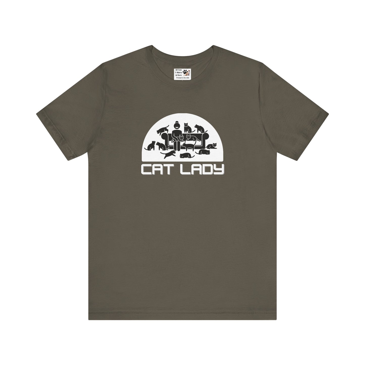 Cute Cat Lady T-Shirt - (Unisex Jersey Tee - Perfect Gift for Cat Moms!)