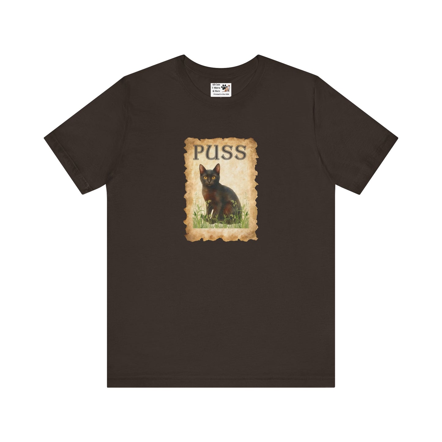 "Puss" Vintage Black Cat T-Shirt - (Pussycat Graphic Tee #2)