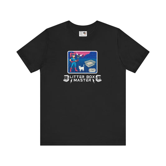 Litter Box Master T-Shirt [Tee #4] - (Funny Retro "Cat Litter Scooping Arcade Game" T-Shirt)