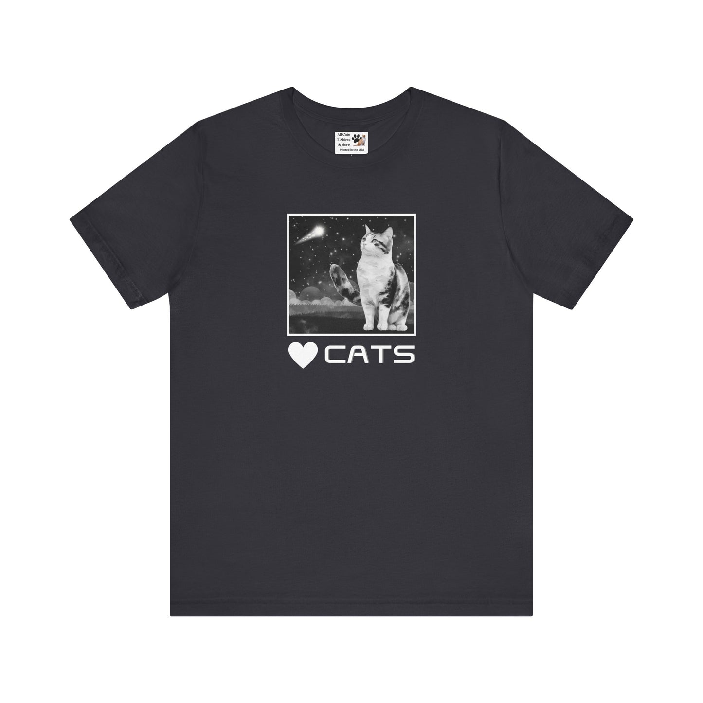 "Heart Cats" or "Love Cats" T-Shirt #2 - (Cat and Starry Sky Tee)