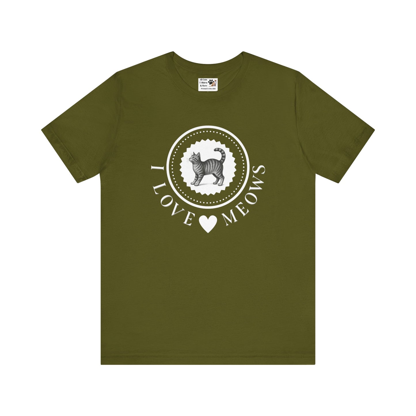 I Love Meows Cat T-Shirt - (Tee #4, Cute Retro Kitty Graphic Tee for Cat Lovers)