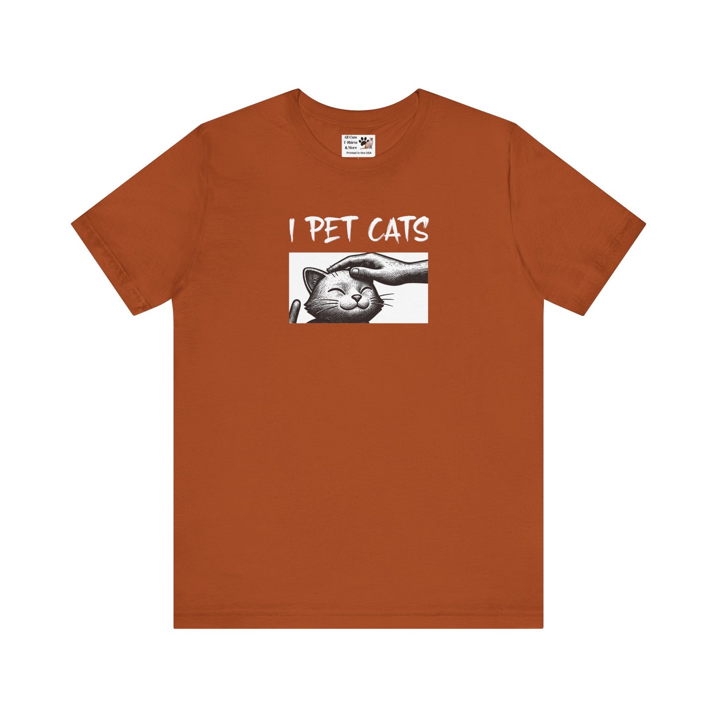 I Pet Cats T‑Shirt - (Cute Cat Head Patting Tee for Cat Lovers)