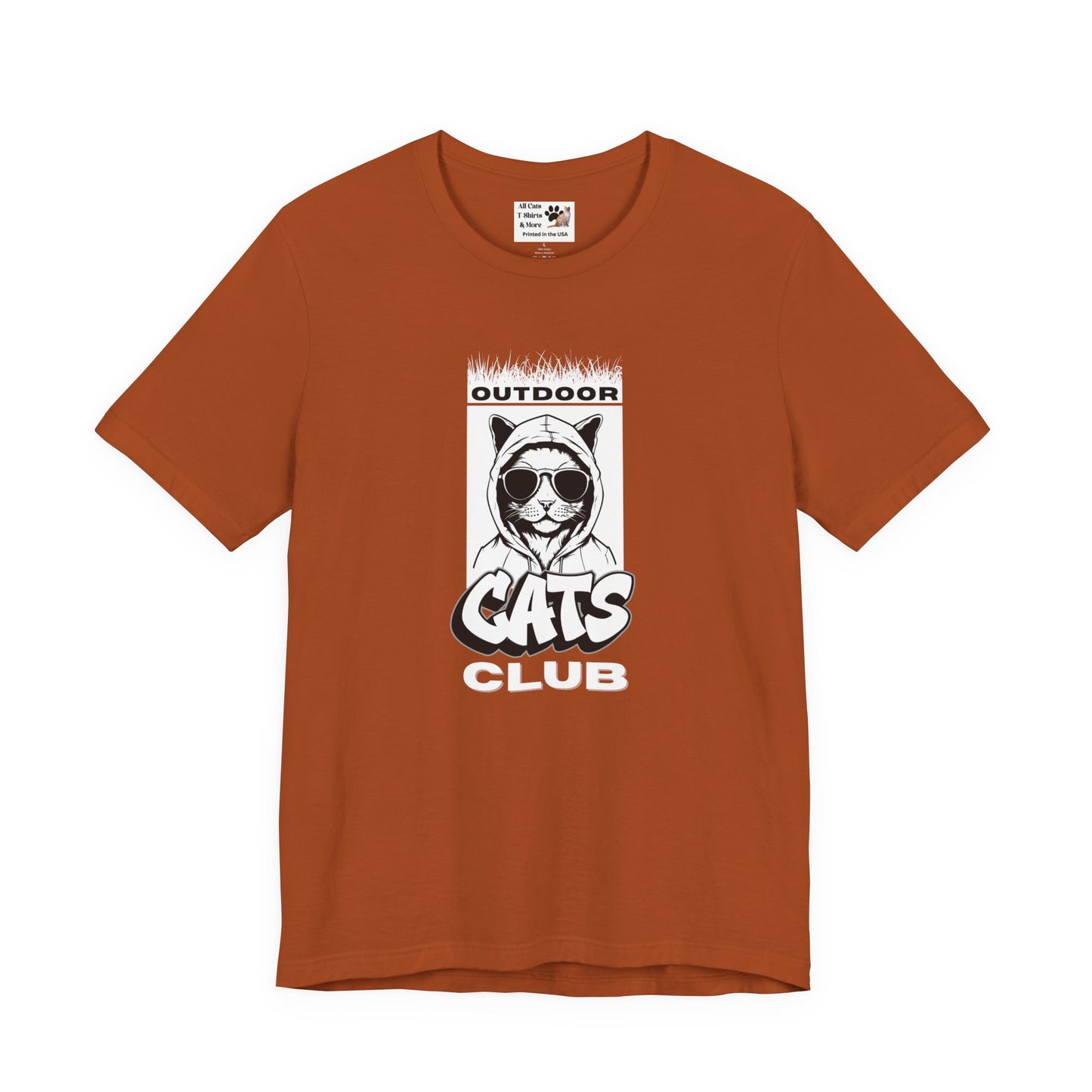 Outdoor Cats Club T-Shirt - (Unisex Jersey Short Sleeve Graphic Tee for Cat Lovers)