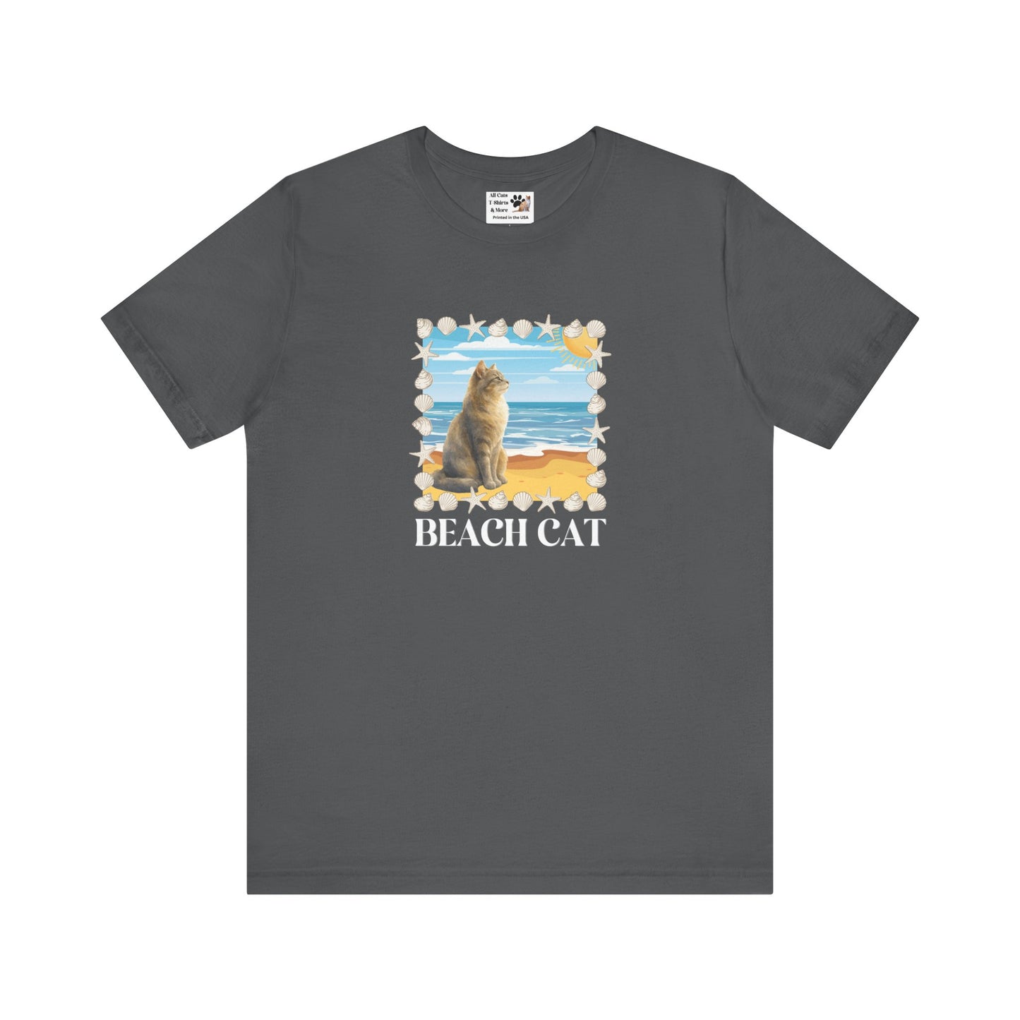 Beach Cat T-Shirt - (Vintage Coastal Cat Graphic Tee)