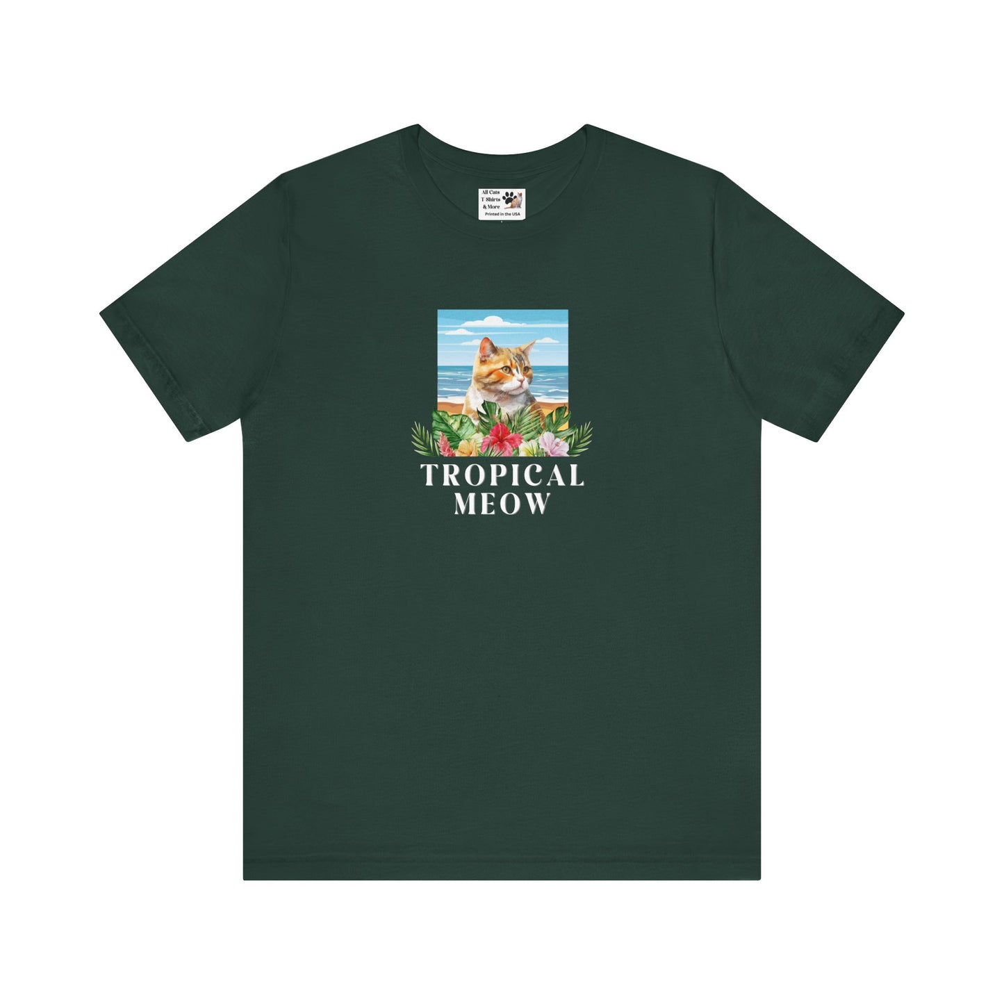 Tropical Meow Cat T-Shirt - (Beachy Cat Graphic Tee #2)