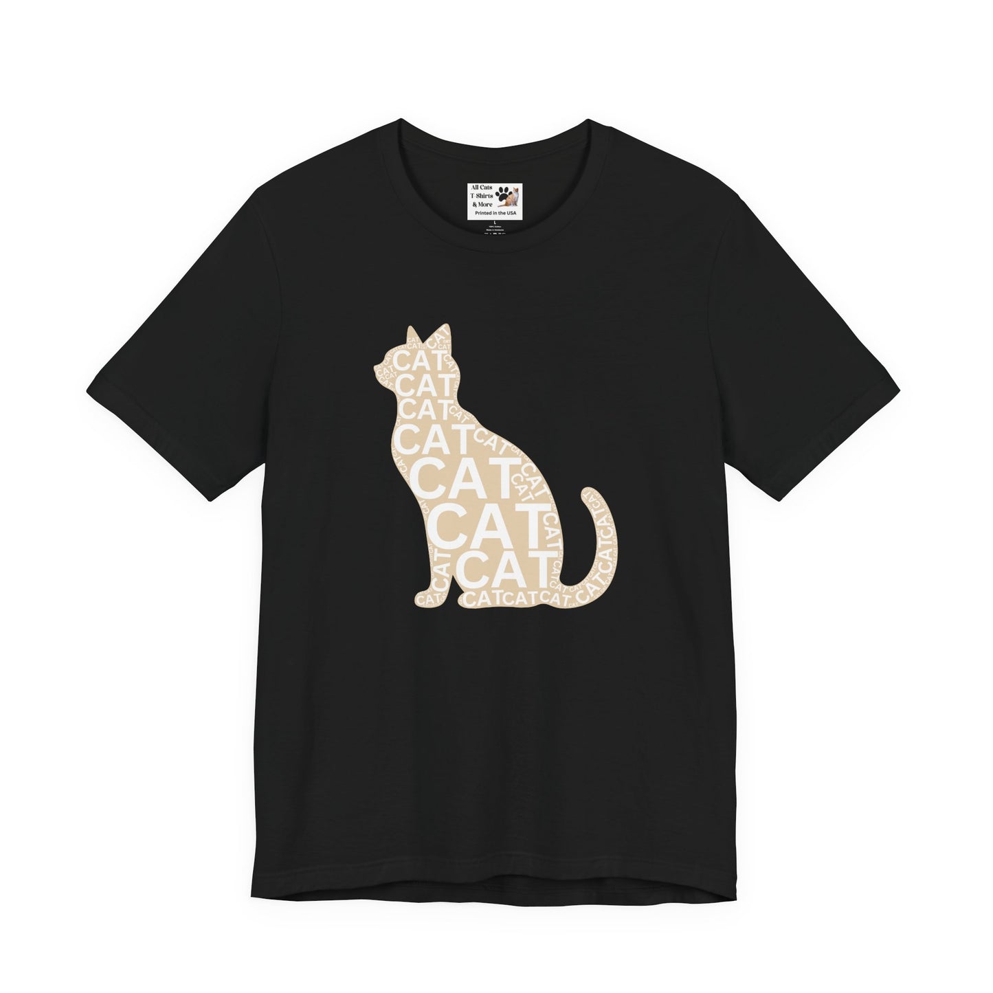 "CAT in a Cat, T-Shirt" -  (Playful Beige Cat Design, Cat Lover Unisex Jersey Short Sleeve Tee - Purr-fect Gift!)