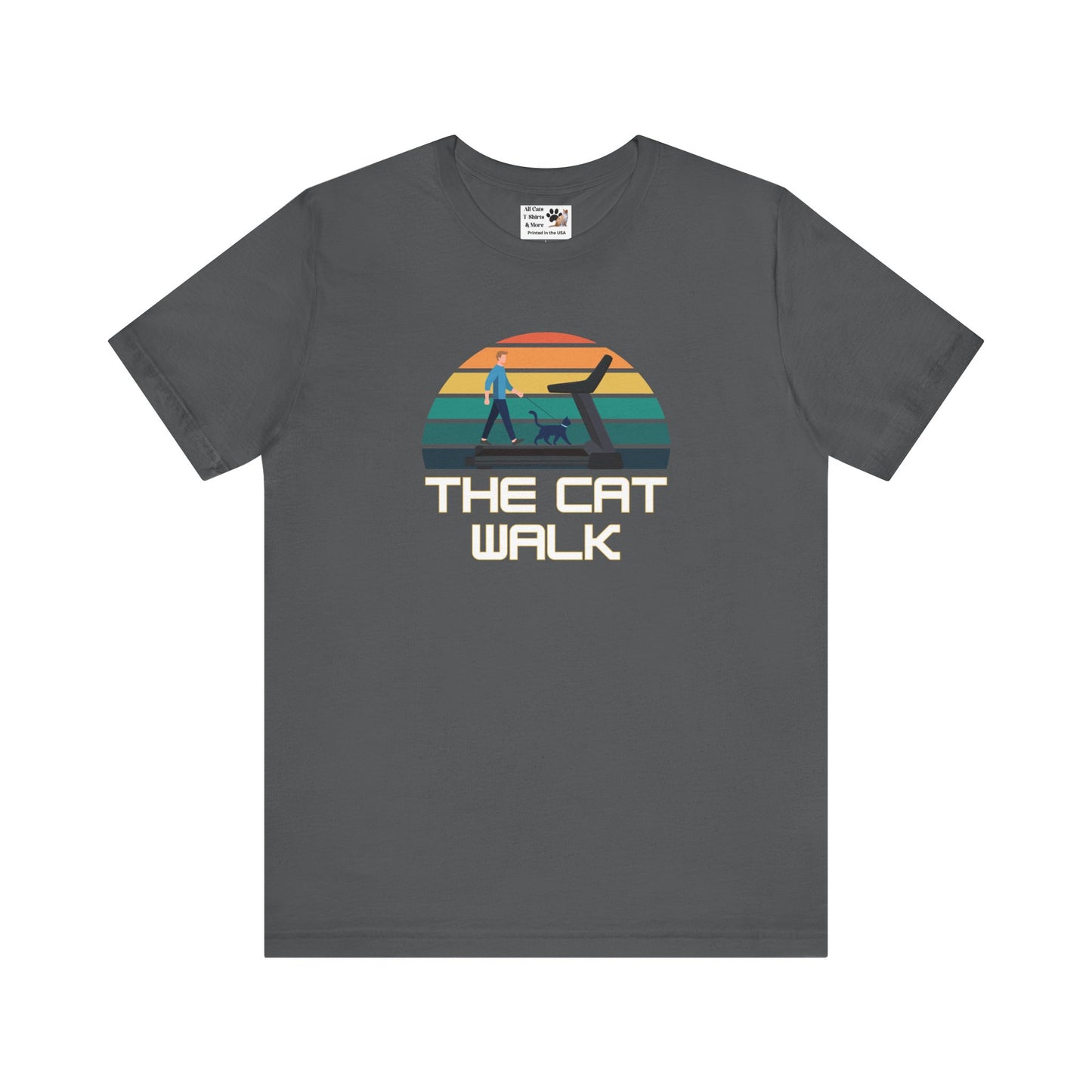 The "Cat Walk" Colorful Vintage Sunset T-Shirt [#2] - (Cat Fan Tee, Funny Cat Shirt, Retro Cat Owner Gift)