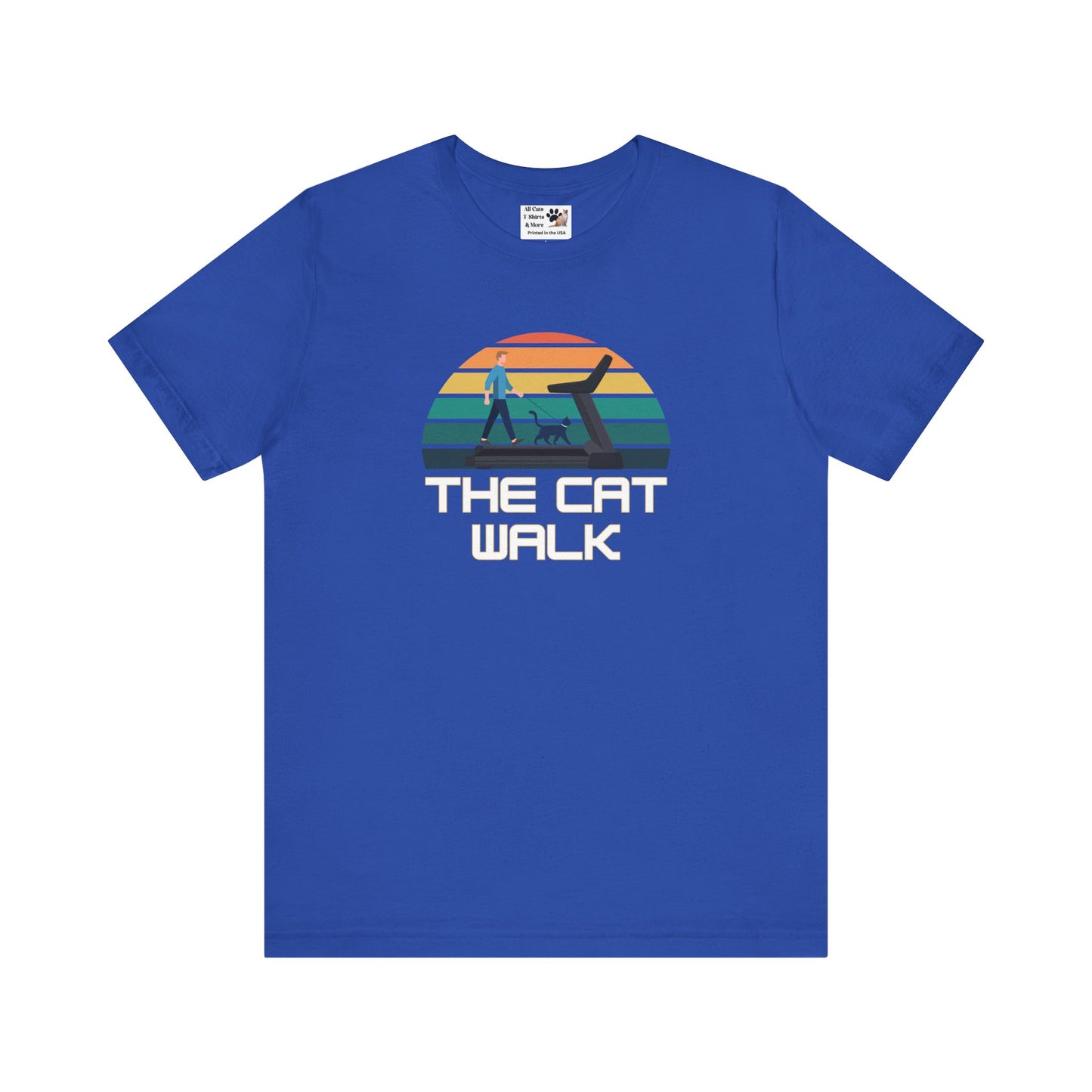 The "Cat Walk" Colorful Vintage Sunset T-Shirt [#2] - (Cat Fan Tee, Funny Cat Shirt, Retro Cat Owner Gift)