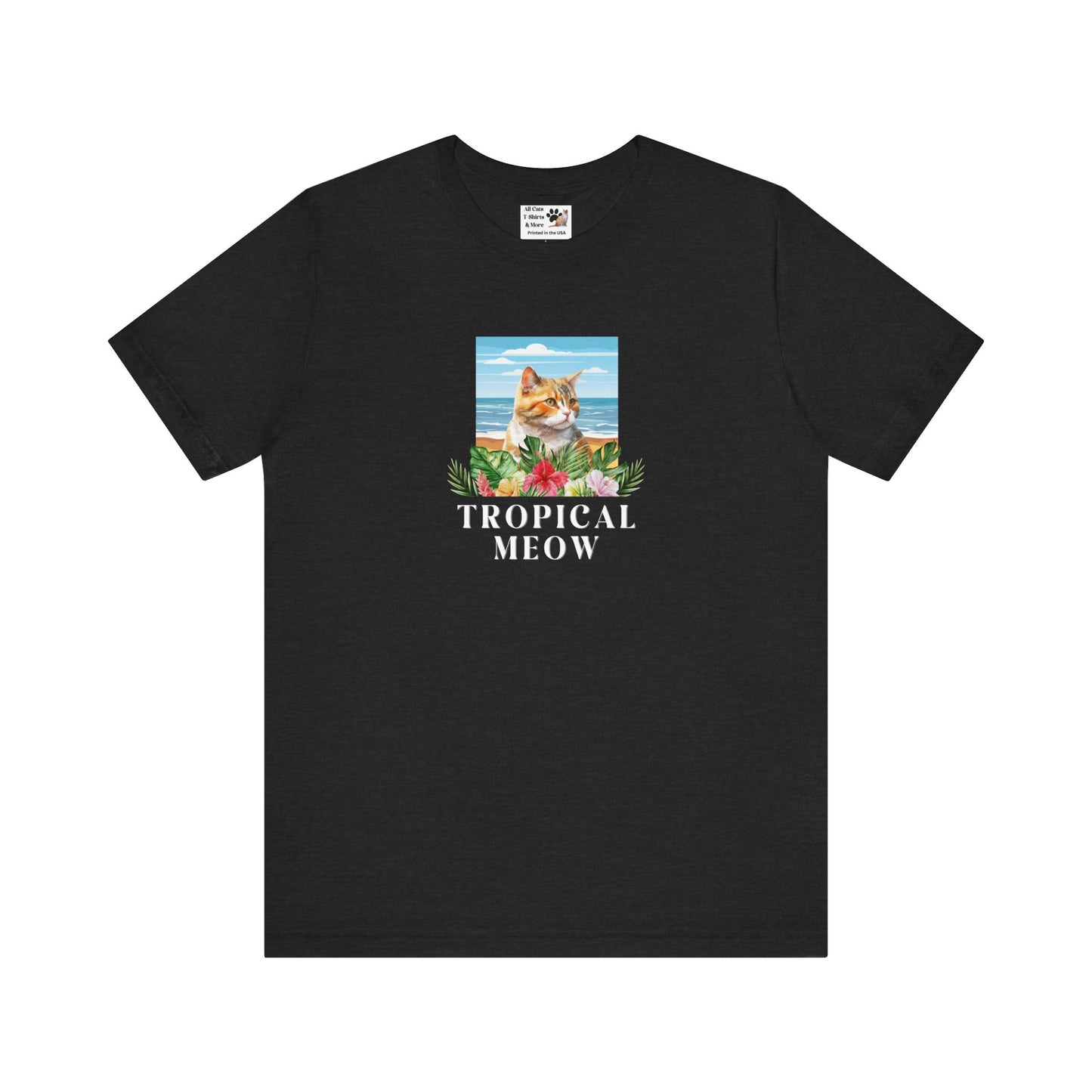 Tropical Meow Cat T-Shirt - (Beachy Cat Graphic Tee #2)