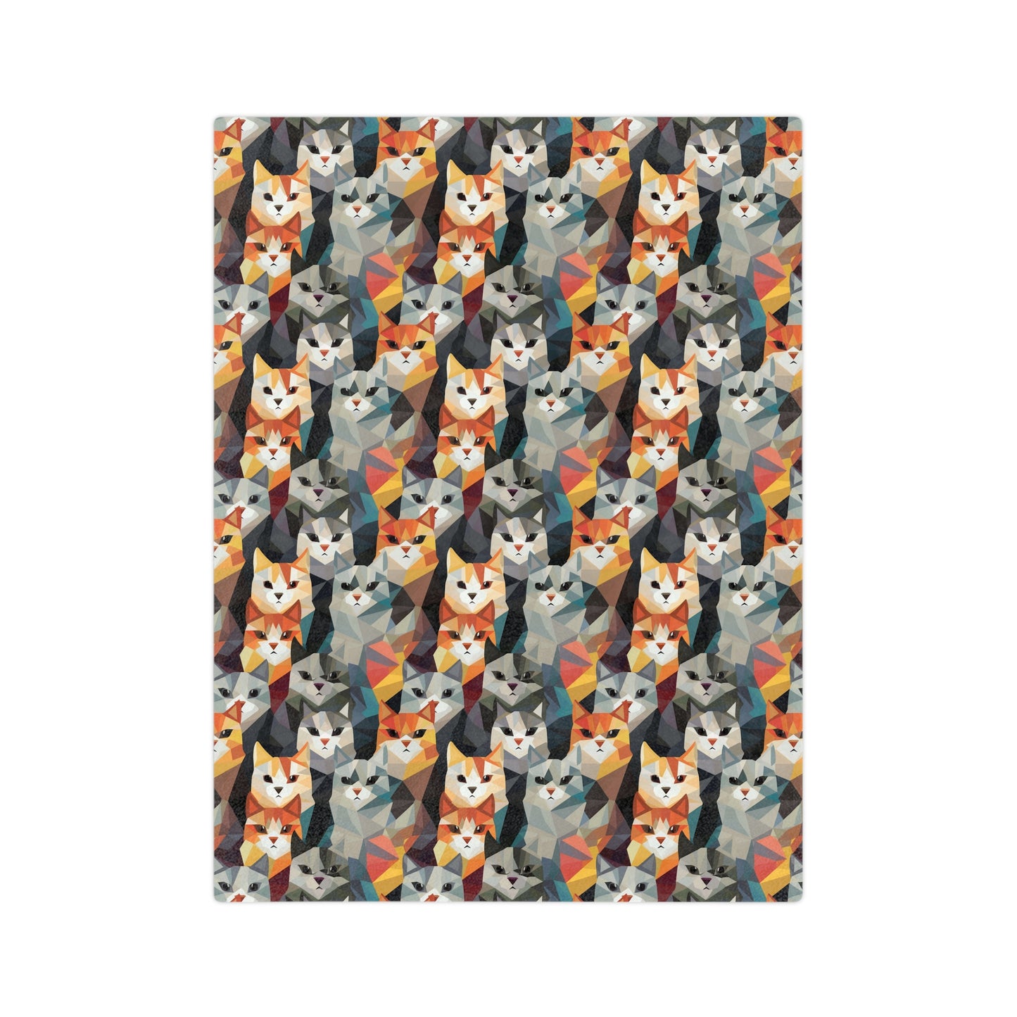 Colorful Geometric Cats Velveteen Microfiber Blanket