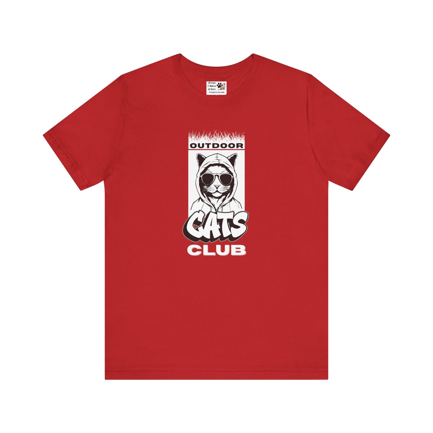 Outdoor Cats Club T-Shirt - (Unisex Jersey Short Sleeve Graphic Tee for Cat Lovers)