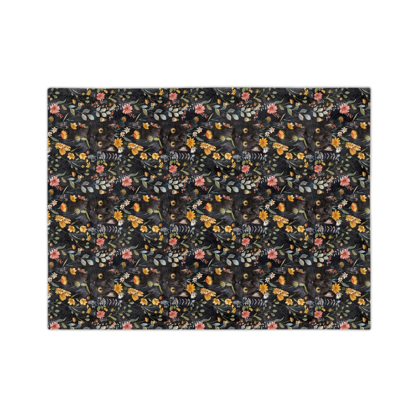 Cat & Flowers Blanket | Cozy Microfiber Blanket, Cat Lover Gift, Floral Throw, Home Decor