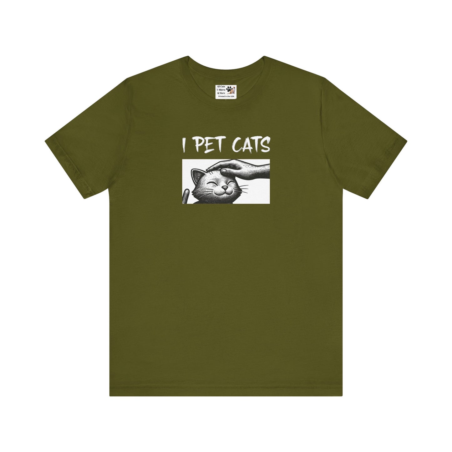 I Pet Cats T‑Shirt - (Cute Cat Head Patting Tee for Cat Lovers)