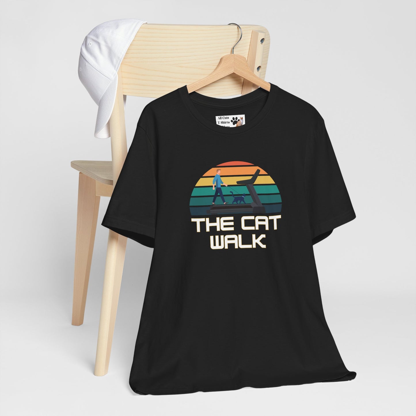 The "Cat Walk" Colorful Vintage Sunset T-Shirt [#2] - (Cat Fan Tee, Funny Cat Shirt, Retro Cat Owner Gift)