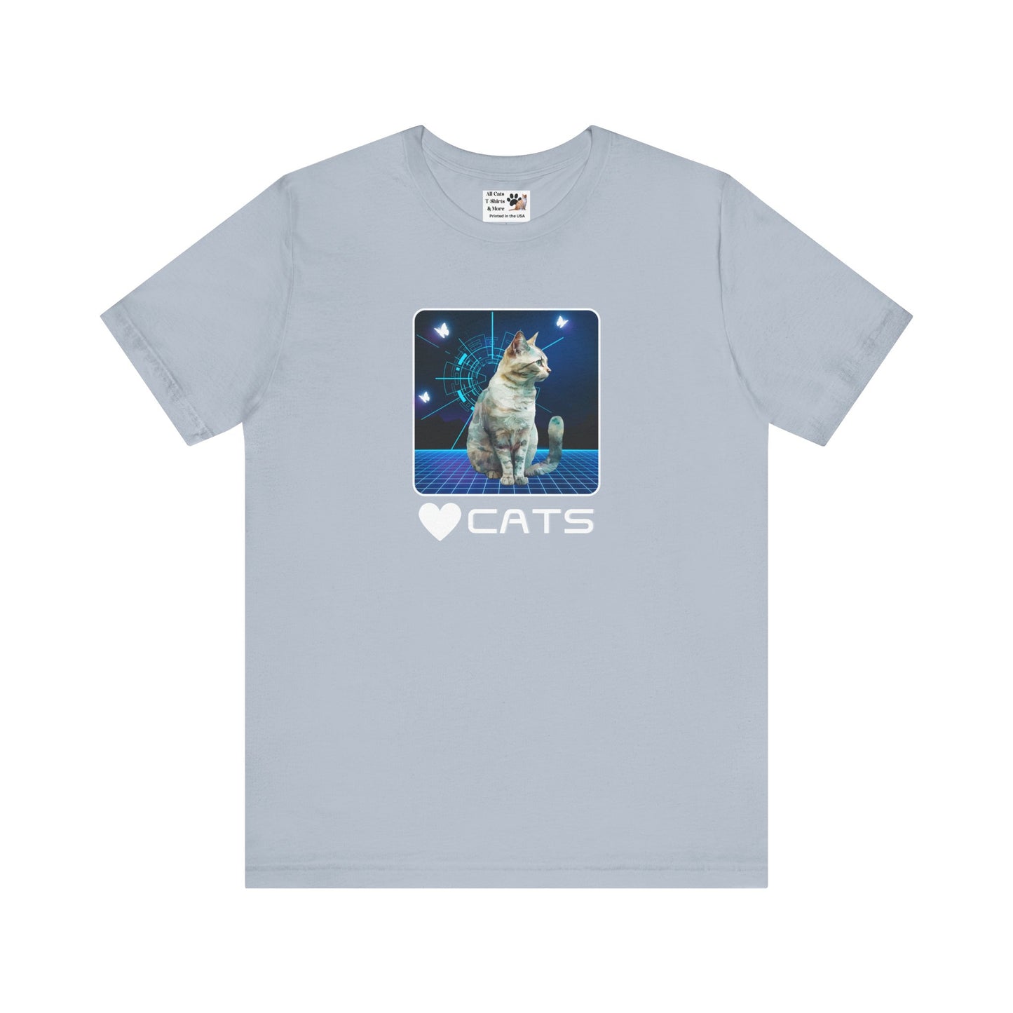 "Heart Cats" or "Love Cats" Retro T‑Shirt  - (Futuristic Vintage Style Fun Cat Tee #1)