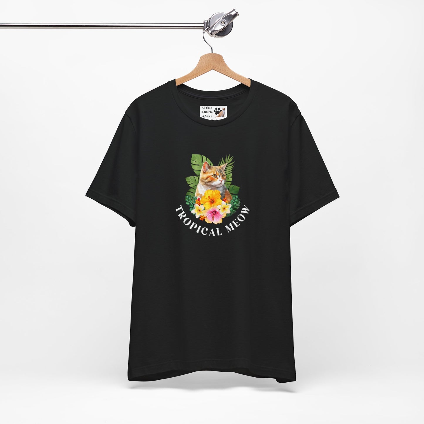 Tropical Meow T-Shirt — Tropical Style Cat Fan Graphic Tee (#3 No Background)