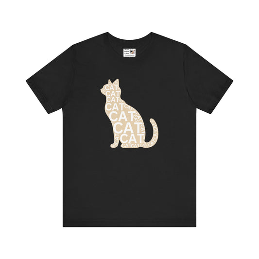 "CAT in a Cat, T-Shirt" -  (Playful Beige Cat Design, Cat Lover Unisex Jersey Short Sleeve Tee - Purr-fect Gift!)