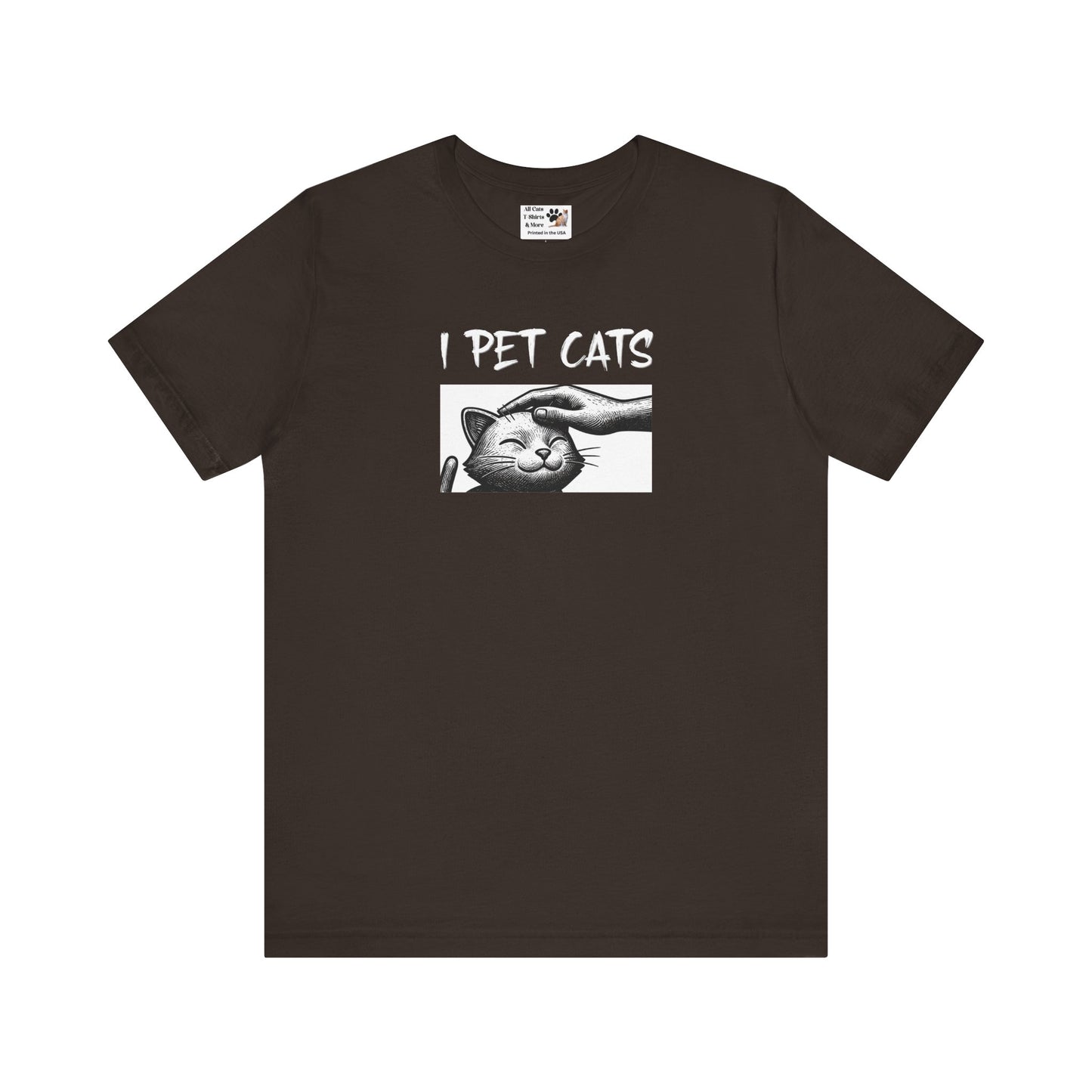 I Pet Cats T‑Shirt - (Cute Cat Head Patting Tee for Cat Lovers)