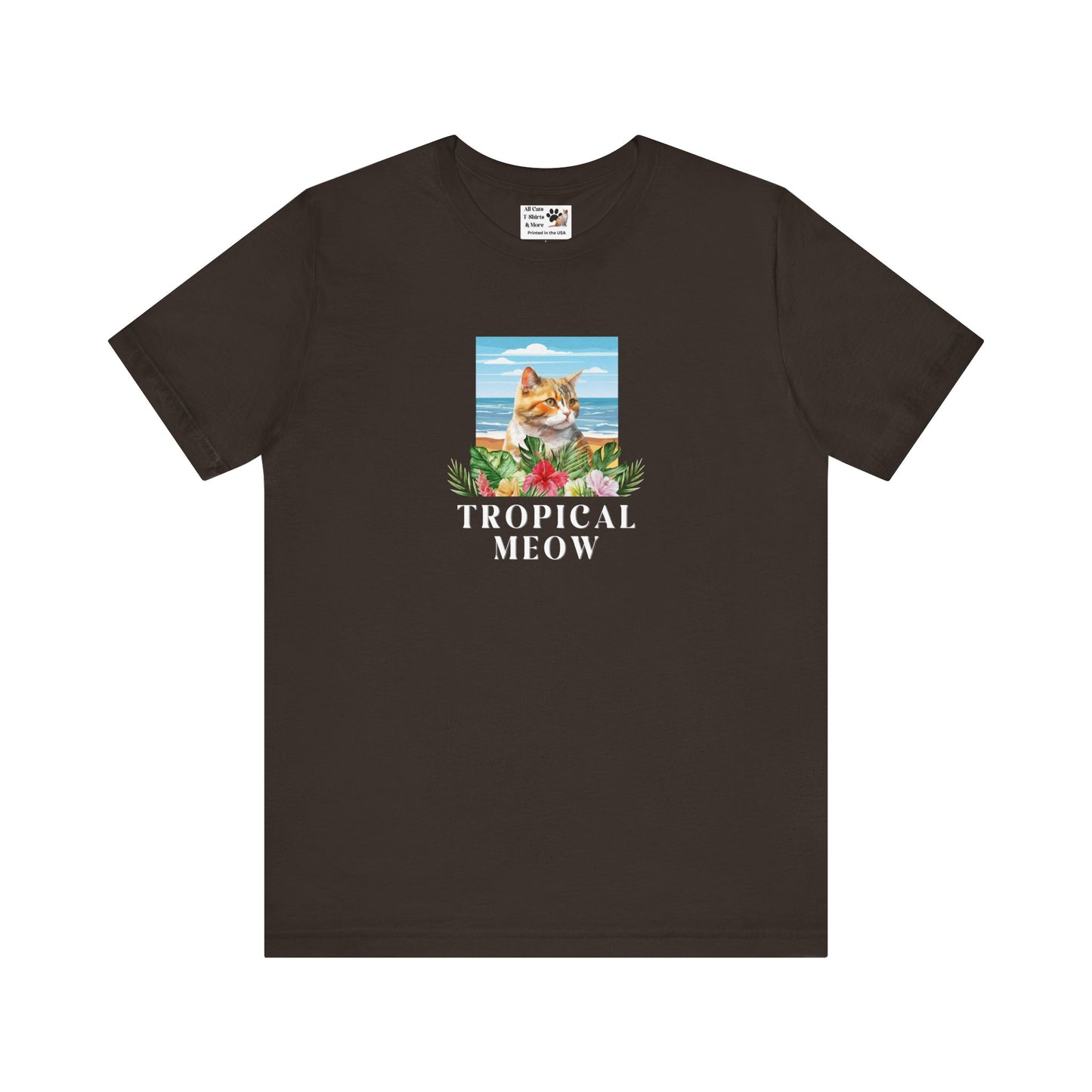 Tropical Meow Cat T-Shirt - (Beachy Cat Graphic Tee #2)