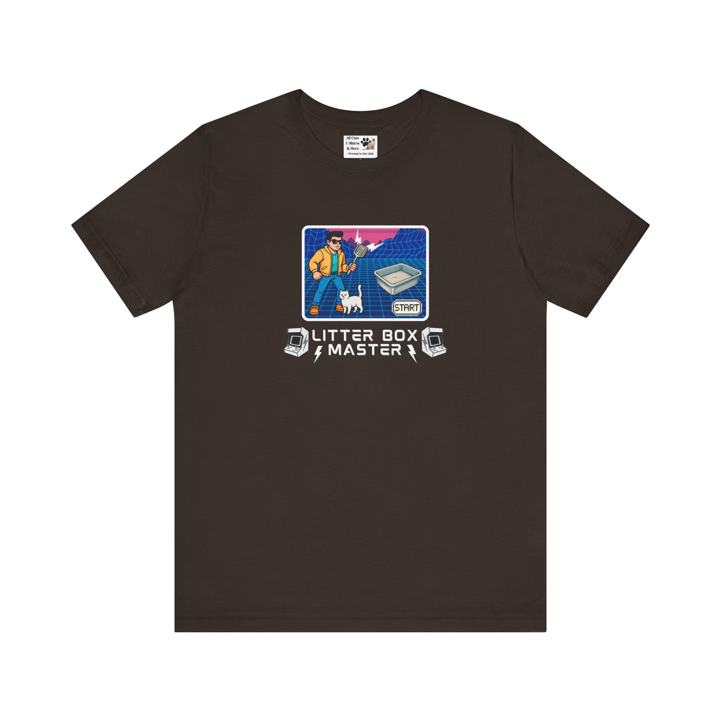 Litter Box Master T-Shirt [Tee #3] - (Funny Retro "Cat Litter Scooping Arcade Game" T-Shirt)