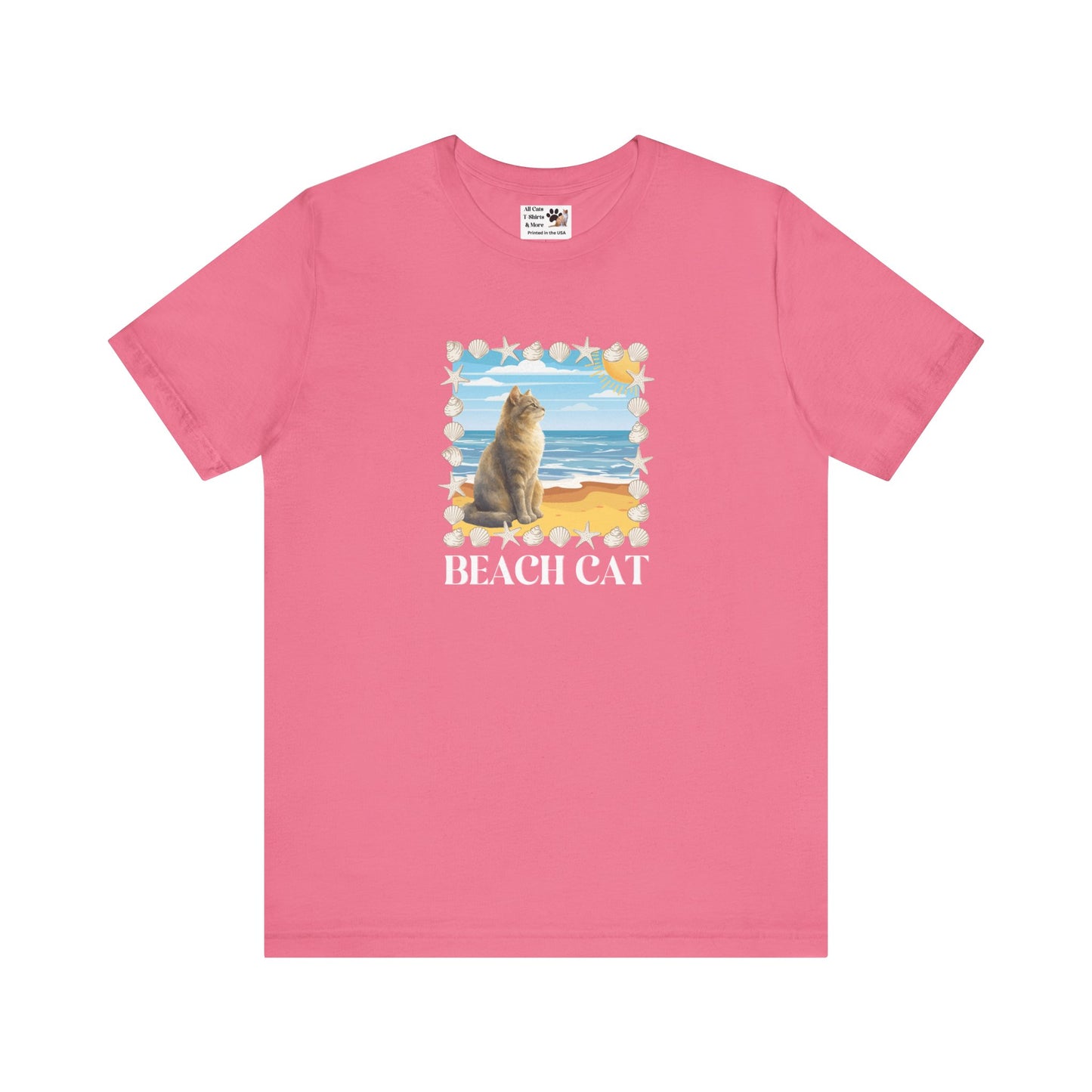 Beach Cat T-Shirt - (Vintage Coastal Cat Graphic Tee)