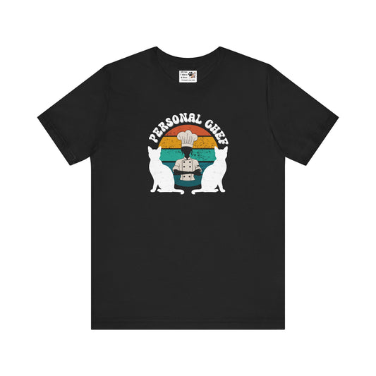 Personal Chef for Cats T-Shirt (#20 - Distressed Style Vintage Sunset, Unisex Jersey Tee)