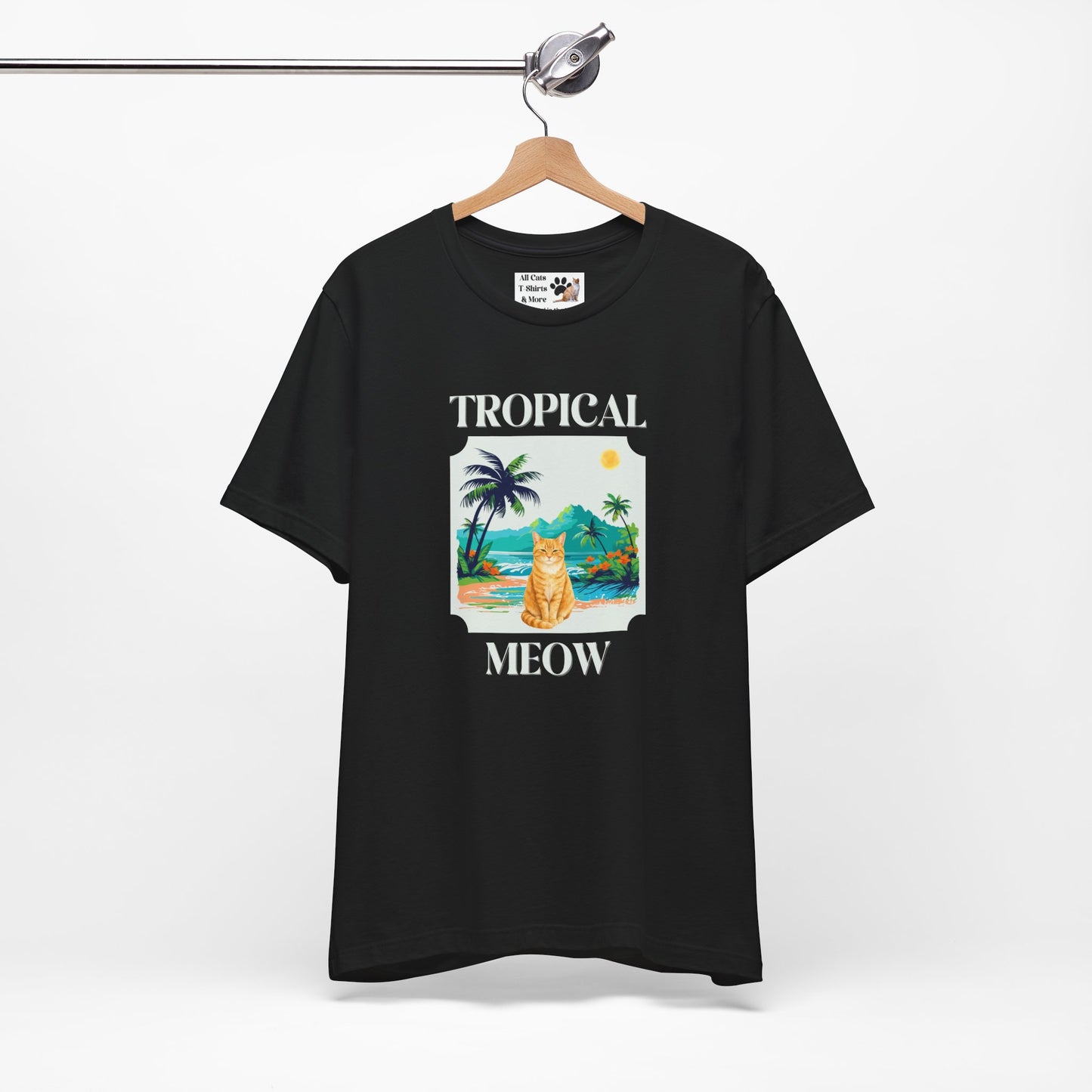 Tropical Meow Cat Tee — (Retro Beach Cat Graphic T-Shirt)