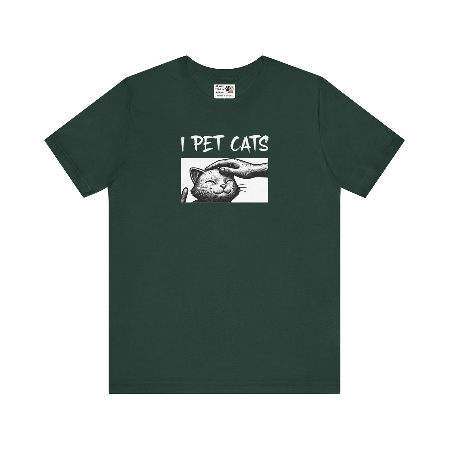 I Pet Cats T‑Shirt - (Cute Cat Head Patting Tee for Cat Lovers)