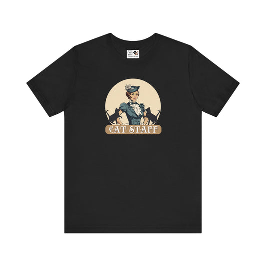 Cat Staff T-Shirt - ("Victorian Era Style" - Unisex Jersey Tee - Perfect for Cat Lovers)