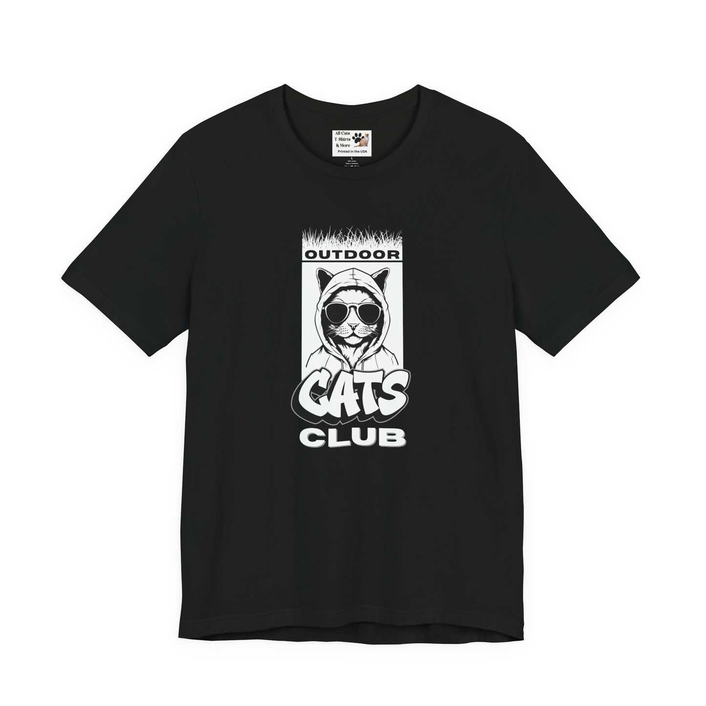 Outdoor Cats Club T-Shirt - (Unisex Jersey Short Sleeve Graphic Tee for Cat Lovers)