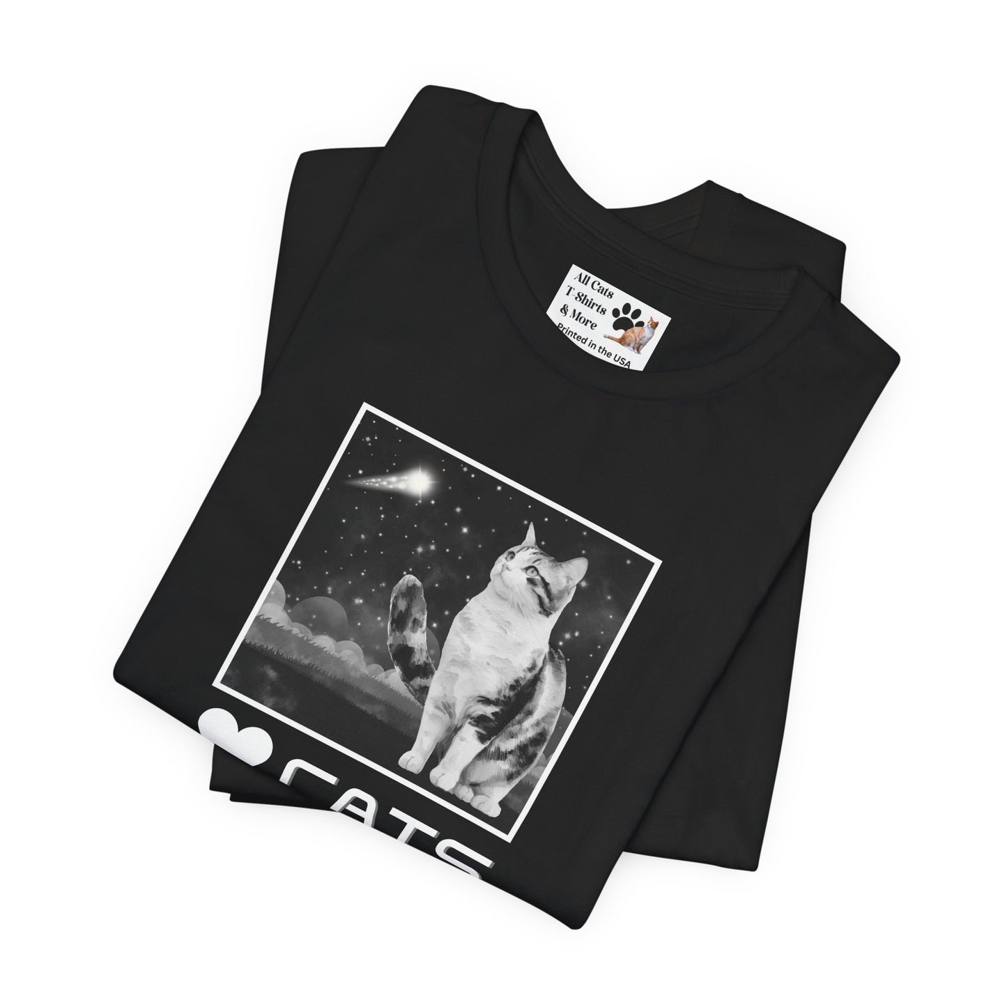 "Heart Cats" or "Love Cats" T-Shirt #2 - (Cat and Starry Sky Tee)