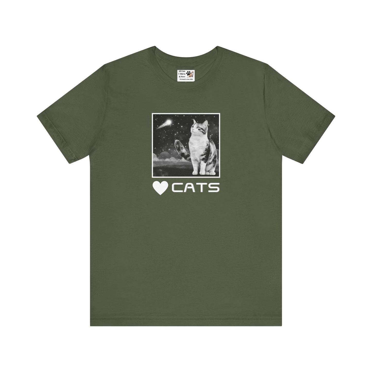 "Heart Cats" or "Love Cats" T-Shirt #2 - (Cat and Starry Sky Tee)