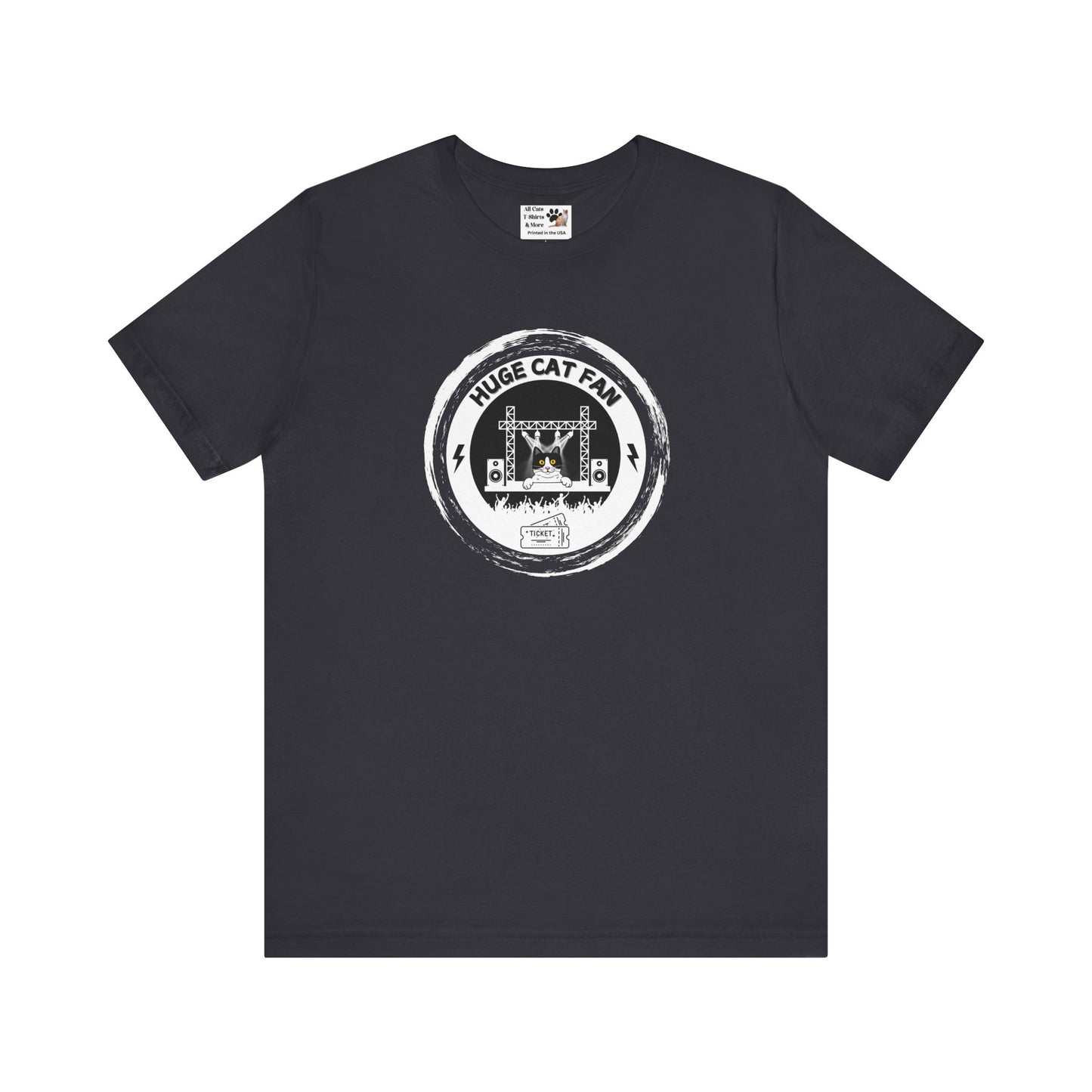 Huge Cat Fan "Brushed Circle Style" T-Shirt  - (Fun Unisex Jersey Cat Lover Tee)